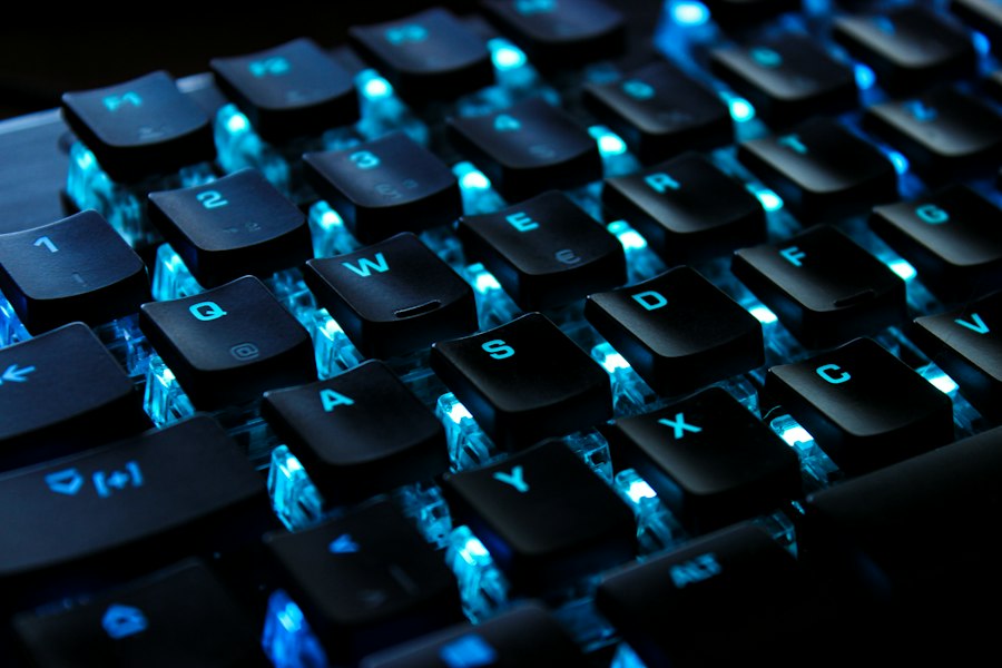Teclado gamer con luz azul